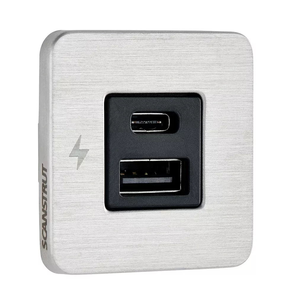 Scanstrut TILE USB-A/USB-C Interior Charging Socket – 12/24V – Stainless Steel Bezel [SC-TILE-11]