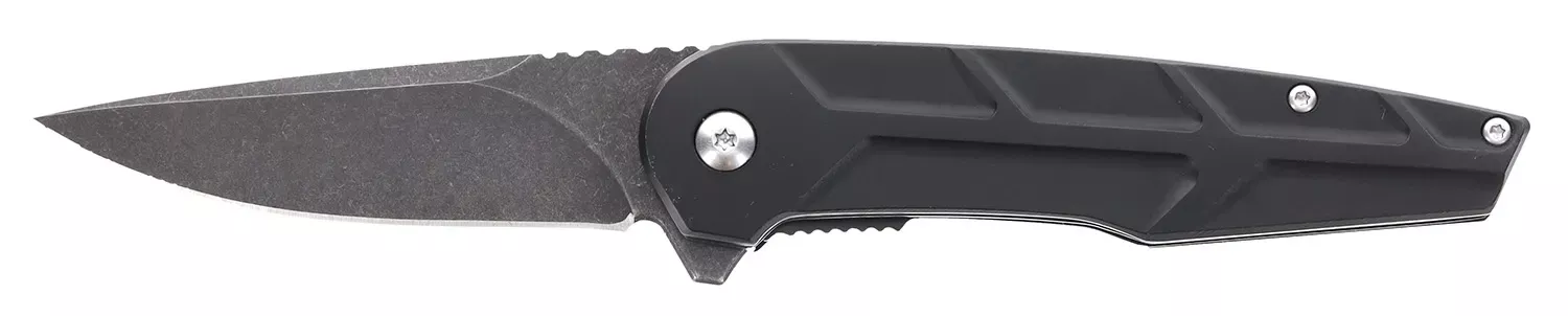 Schrade Reckon 3.25″ Folding Drop Point Plain Dark Stonewash D2 Steel Blade 4.40″ Black Aluminum Handle
