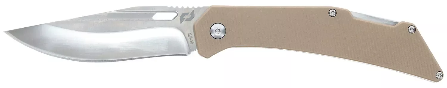 Schrade Slingshot Lockback Folder 4" Recurve Clip Point Satin AUS-10 Blade 5" G10 Handle