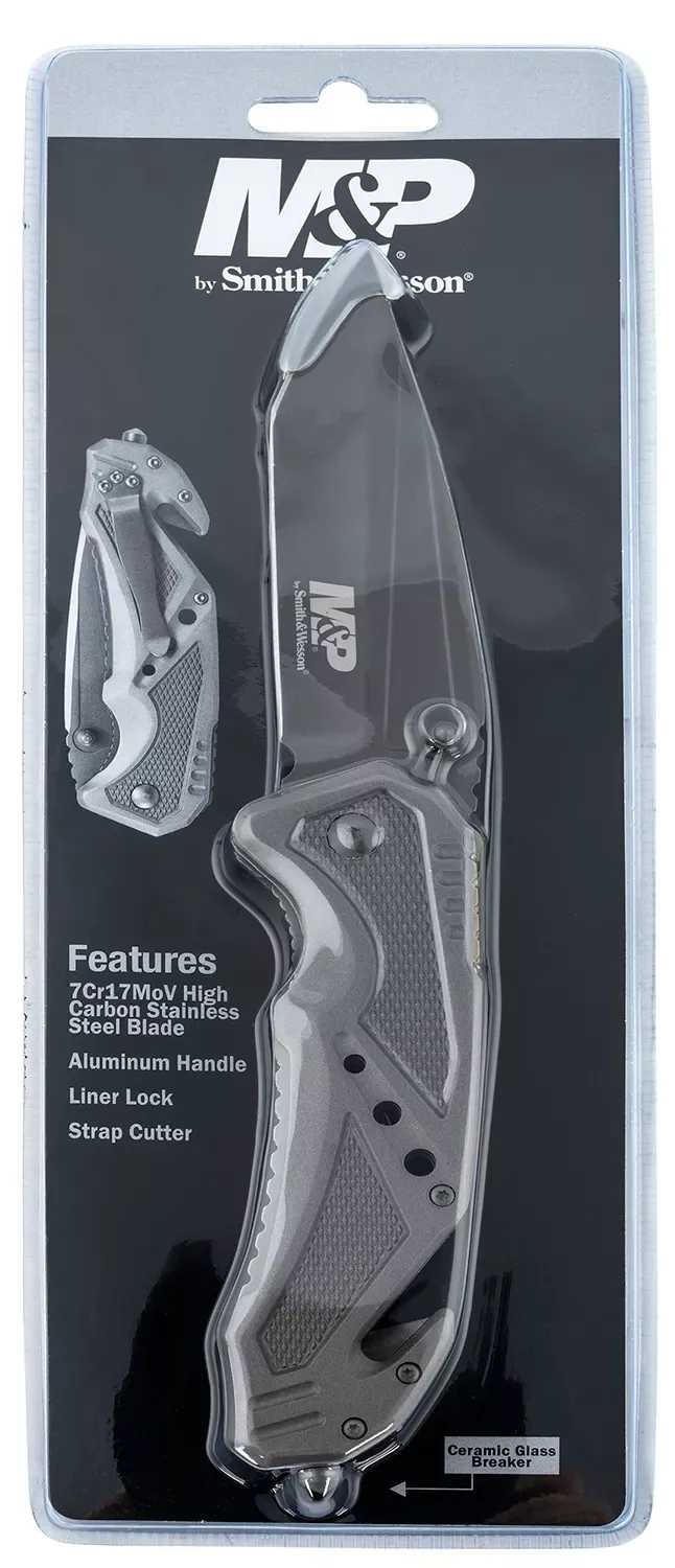 Schrade Smith & Wesson Rescue 3.79" Folding Tanto Plain 7Cr15MoV SS Blade Aluminum Handle Includes Pocket Clip