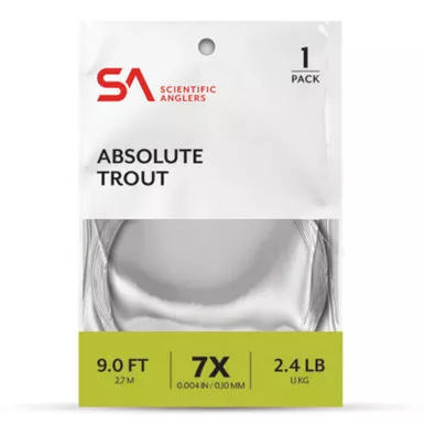 Scientific Anglers Absolute Trout 1-Pack Freshwater Tapered Clear Leader 9' 2 X