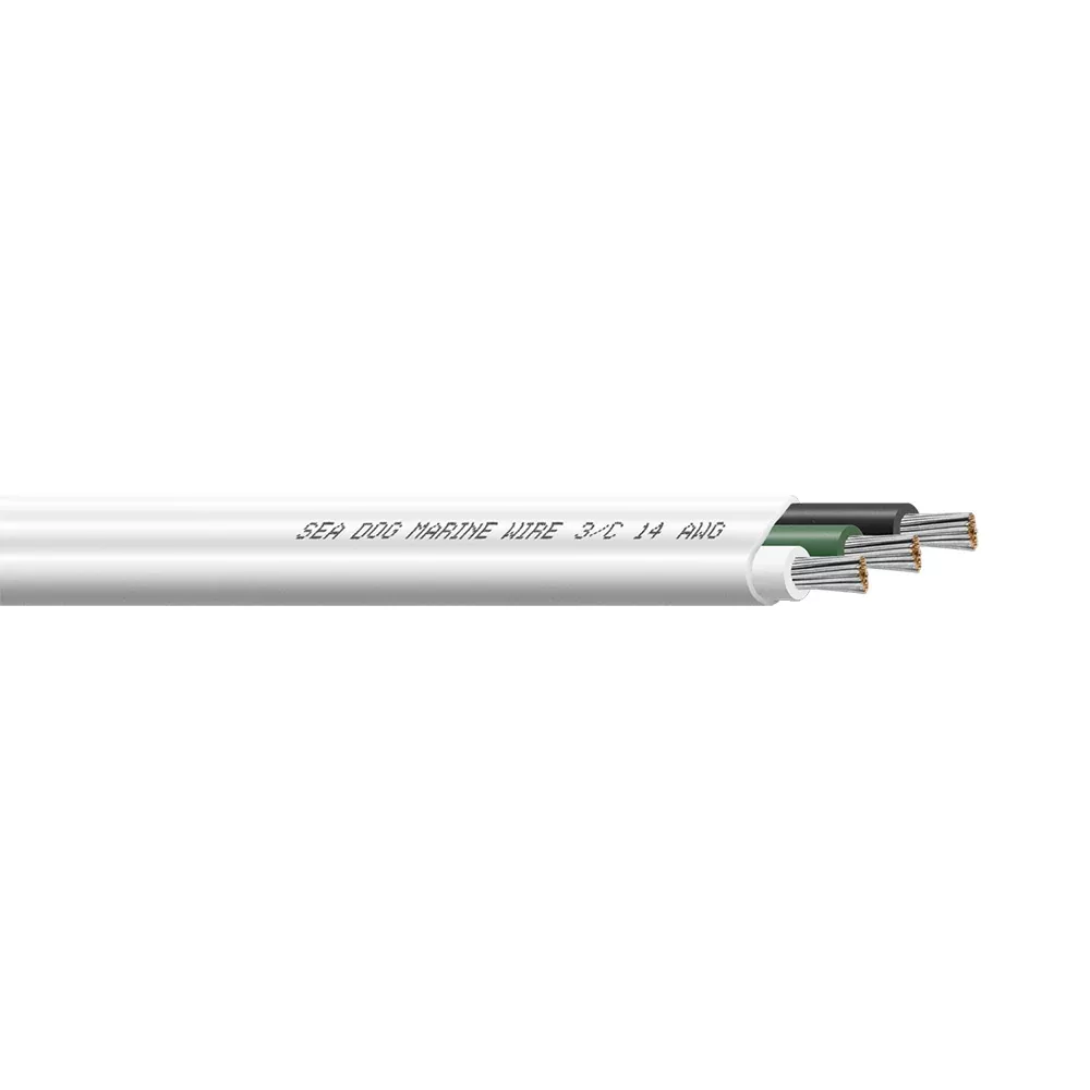 Sea-Dog 14/3 AWG Flat Triplex Wire – White/Green/Black – 900′ [8014309]