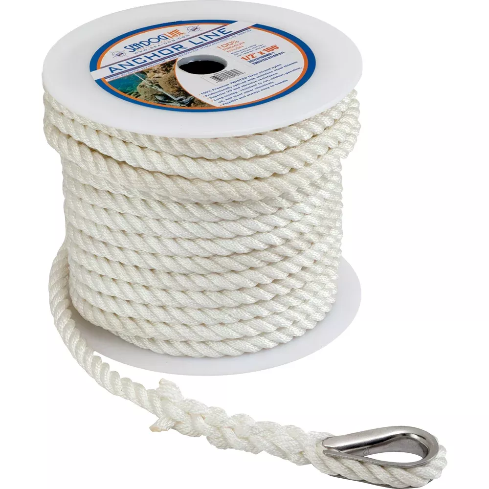 Sea-Dog Twisted Anchor Line 3/8" x 60' - White [301110060WH-1]