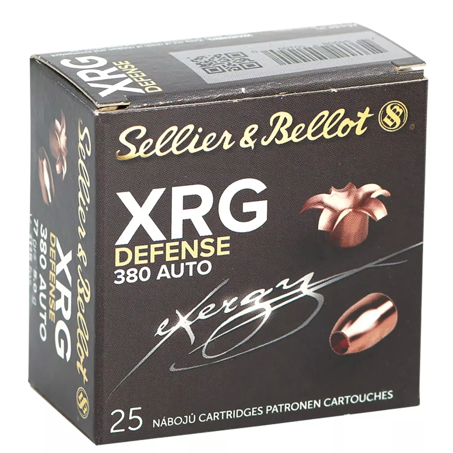 Sellier & Bellot XRG Defense 380 ACP 77 Gr. Solid Copper Hollow Point (SCHP) 25/Box