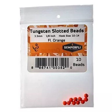Semperfli Tungsten Slotted Beads 3.3mm (1/8 inch) FL Orange