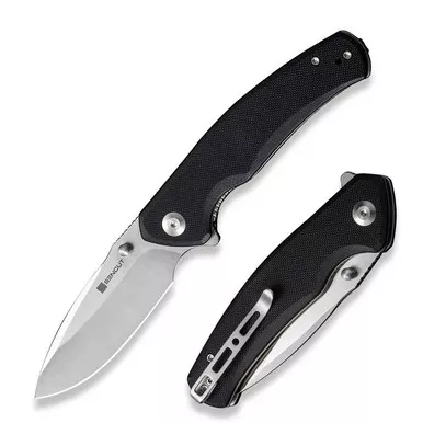 SENCUT S20066-1 Slashkin Flipper/Thumb Stud Folding Knife 3.48" Satin D2 Drop Point Plain Edge Blade, Black G10 Handle