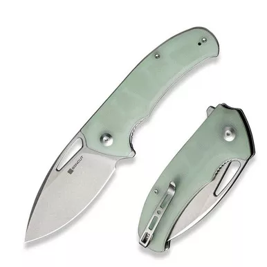 SENCUT S23014-2 Phantara Flipper/Thumb Hole Folding Knife 3.70" Satin 9Cr18MoV Drop Point Plain Edge Blade, Natural G10 Handle