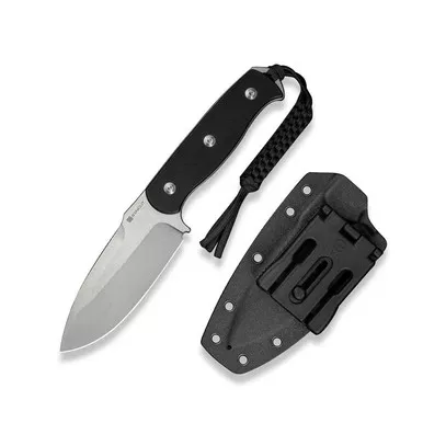 SENCUT S24036-1 Toxodon Fixed Blade Knife 4.57" Satin 9Cr18MoV Drop Point Plain Edge Blade, Black G10 Handle & Kydex Sheath