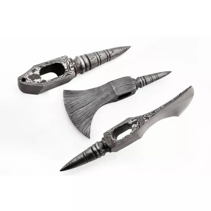 Shadowfang Bearded Axehead 8 Handmade Damascus Steel Viking Style Head