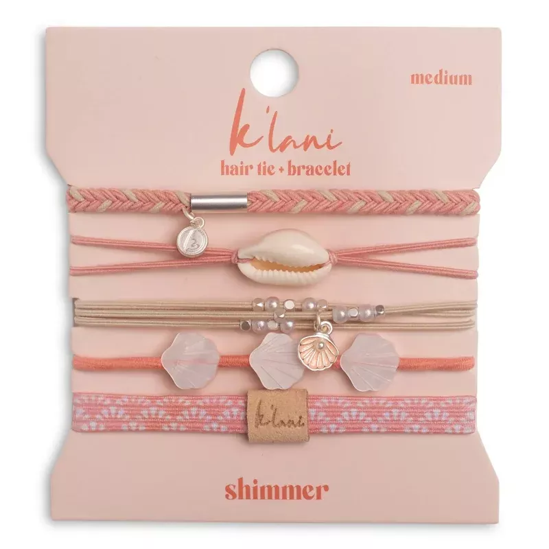 Shimmer Coral with Shell Hair Tie Bracelets