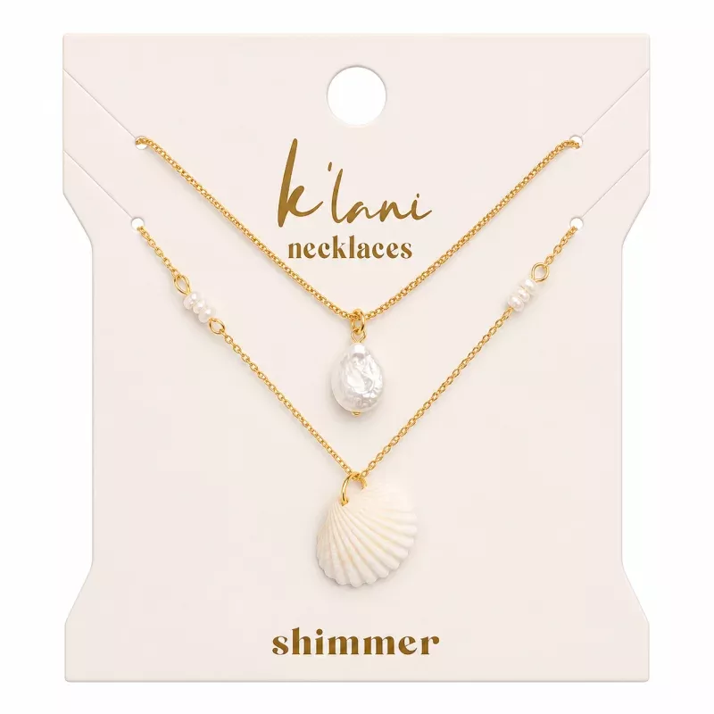 Shimmer Gold Seashell & Pearl Necklace Set