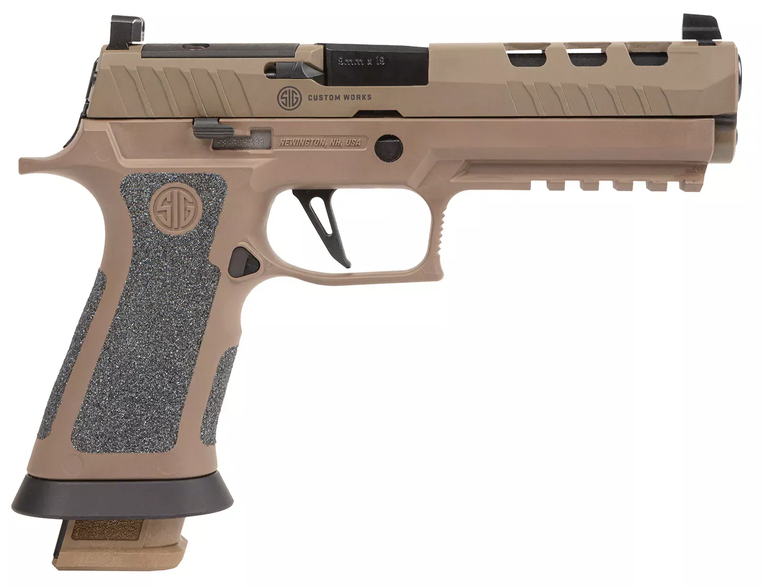 Sig Sauer P320 XFive DH3 9mm Pistol 21+1 5" Black Bull Barrel SS Slide/Frame with Coyote Cerakote DH3 Finish Day/Night Sights Rail 320X59DH3
