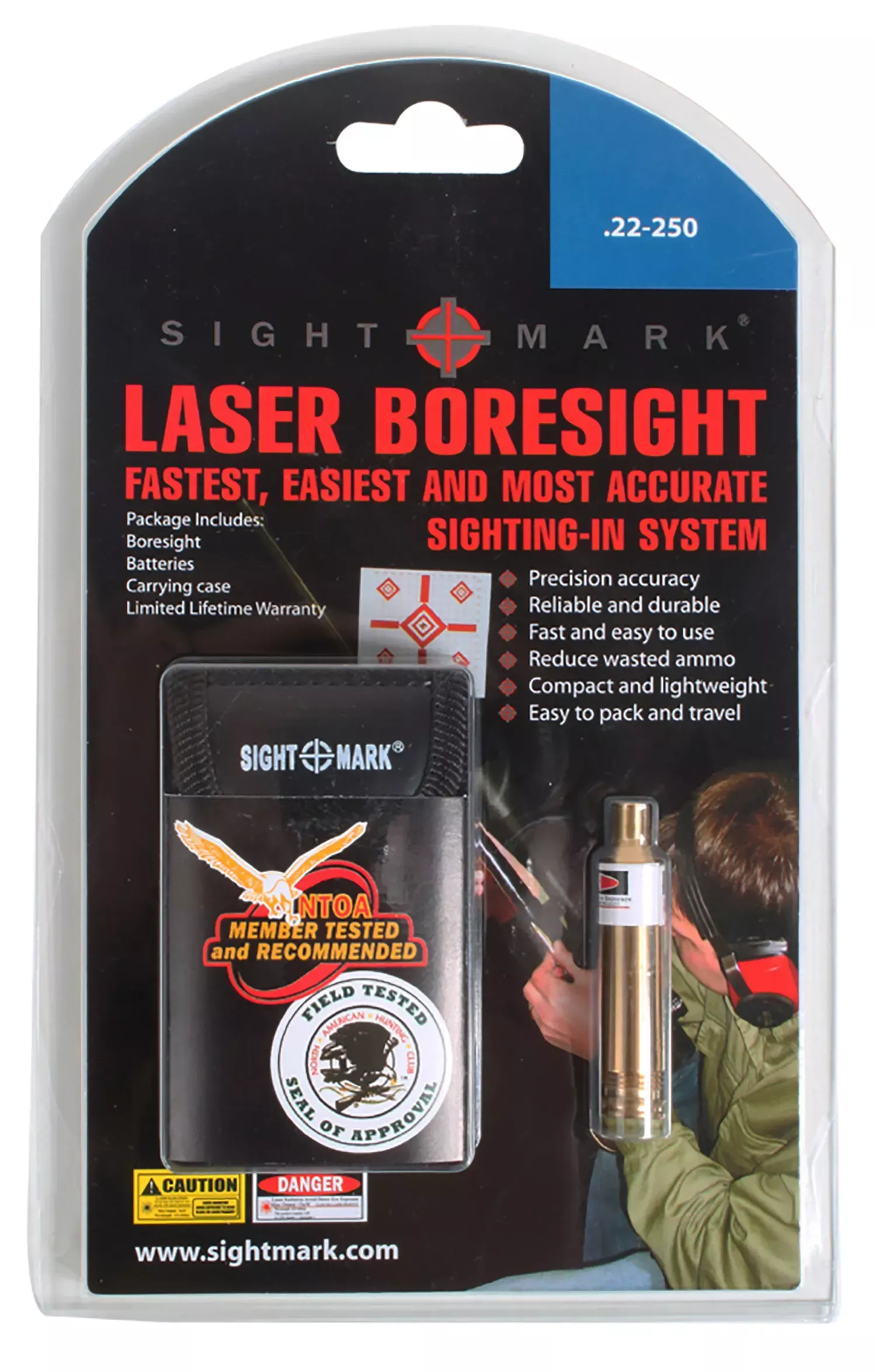 Sightmark Boresight Red Laser for 22-250 Rem, 6.5 Creedmoor, Brass, Includes Battery Pack & Carrying Case