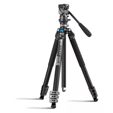 SIRUI L-Series One-Hand Control Mini Flip Lock Carbon Fiber Video Tripod Kit (L-224FL+KV-5)