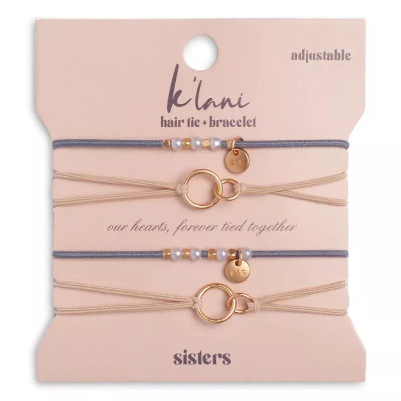 Sisters Gold & Pearl Shareable Hair Tie Bracelet Set