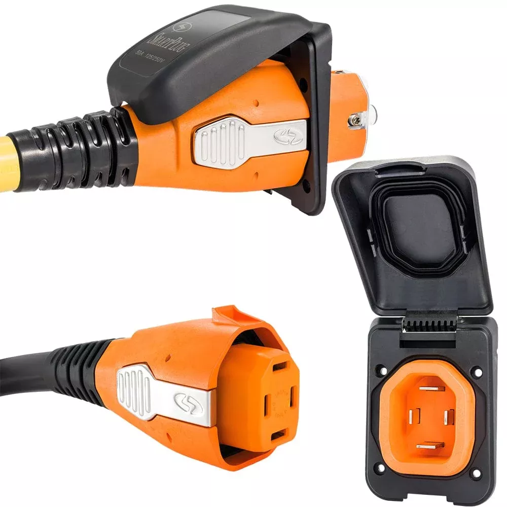 SmartPlug 50 Amp Non Metallic Black Inlet & Plug Combo – Boat & RV