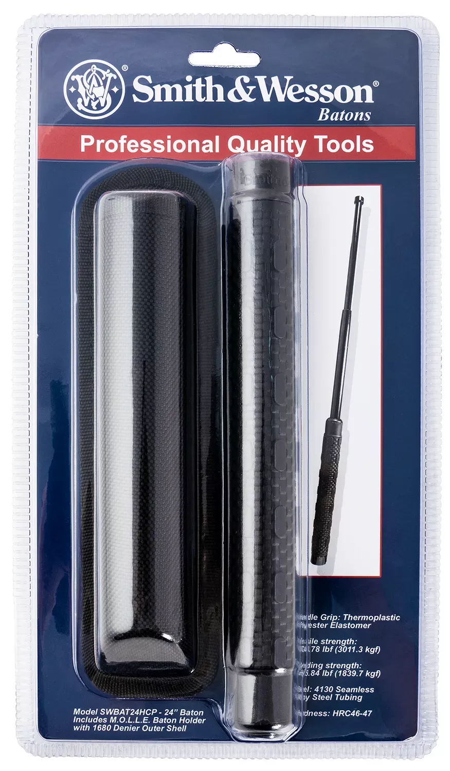 Smith & Wesson Knives Baton 24" Collapsible Black TPR Handle SWBAT24HCP