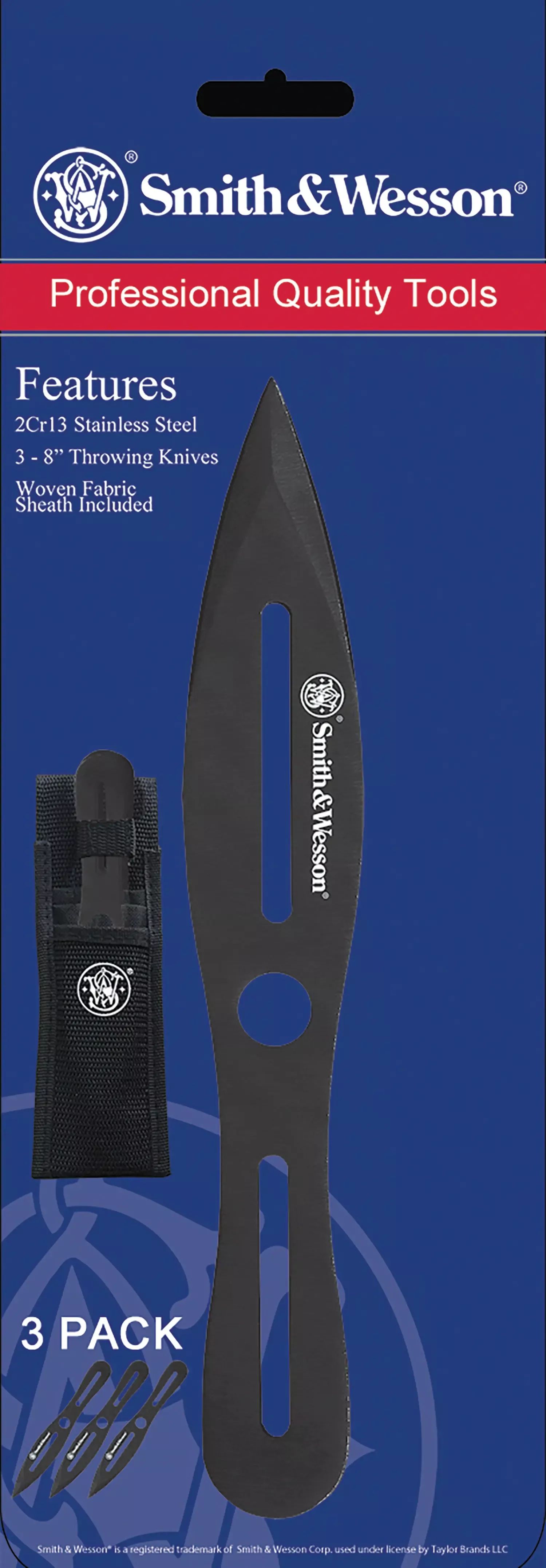 Smith & Wesson Knives Bullseye Throwing Knife 4.26" Fixed Plain Black Oxide SS Black Includes Sheath