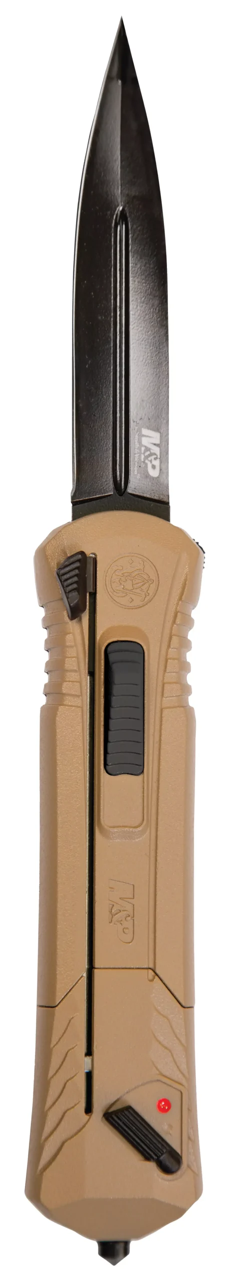 Smith & Wesson Knives M&P 3.50″ OTF Spear Point Plain Black Oxide AUS-8A SS Blade 5.16″ Flat Dark Earth Aluminum Handle