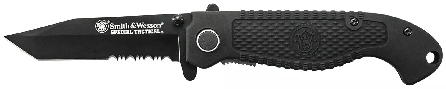 Smith & Wesson Knives Special Tactical3.50" Folding Part Serrated Stainless Steel Blade 4.60" Black