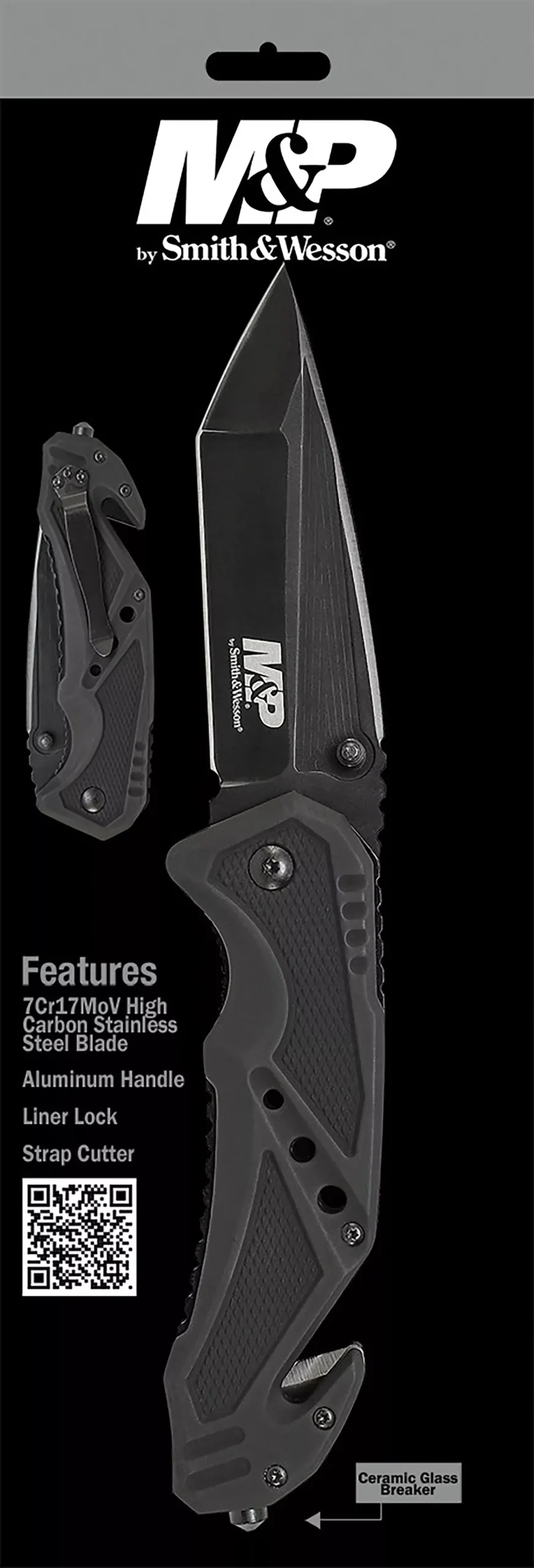 Smith & Wesson M&P 3.80″ Folding Tanto Plain Black 7Cr17 Stainless Steel Blade Black Aluminum Handle