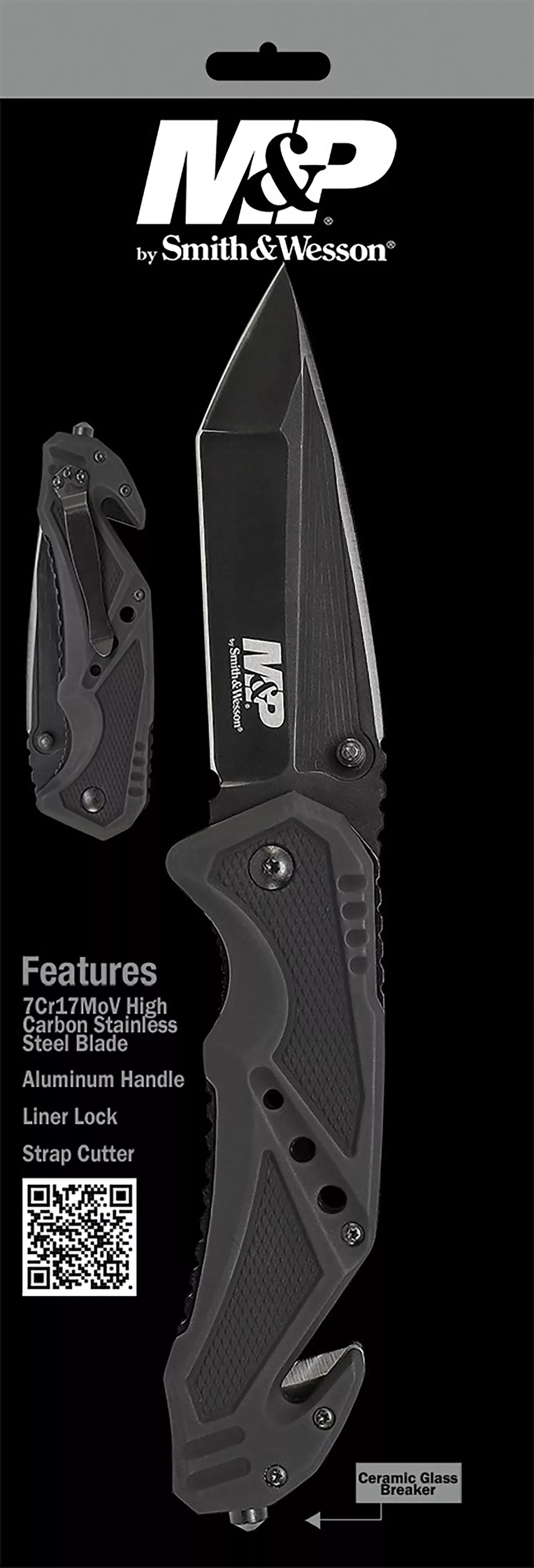 Smith & Wesson M&P 3.80" Folding Tanto Plain Black 7Cr17 Stainless Steel Blade Black Aluminum Handle