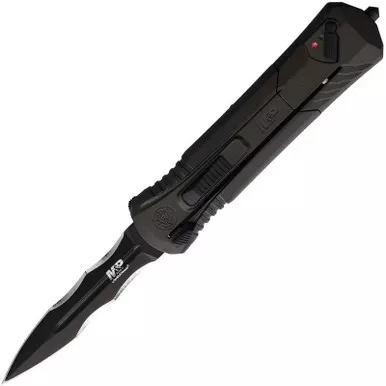 Smith & Wesson MPOTF10 M&P Spear Tip OTF Knife, 3.74" AUS-8 Drop Point Edge Blade, Grey/Black Aluminum Handle