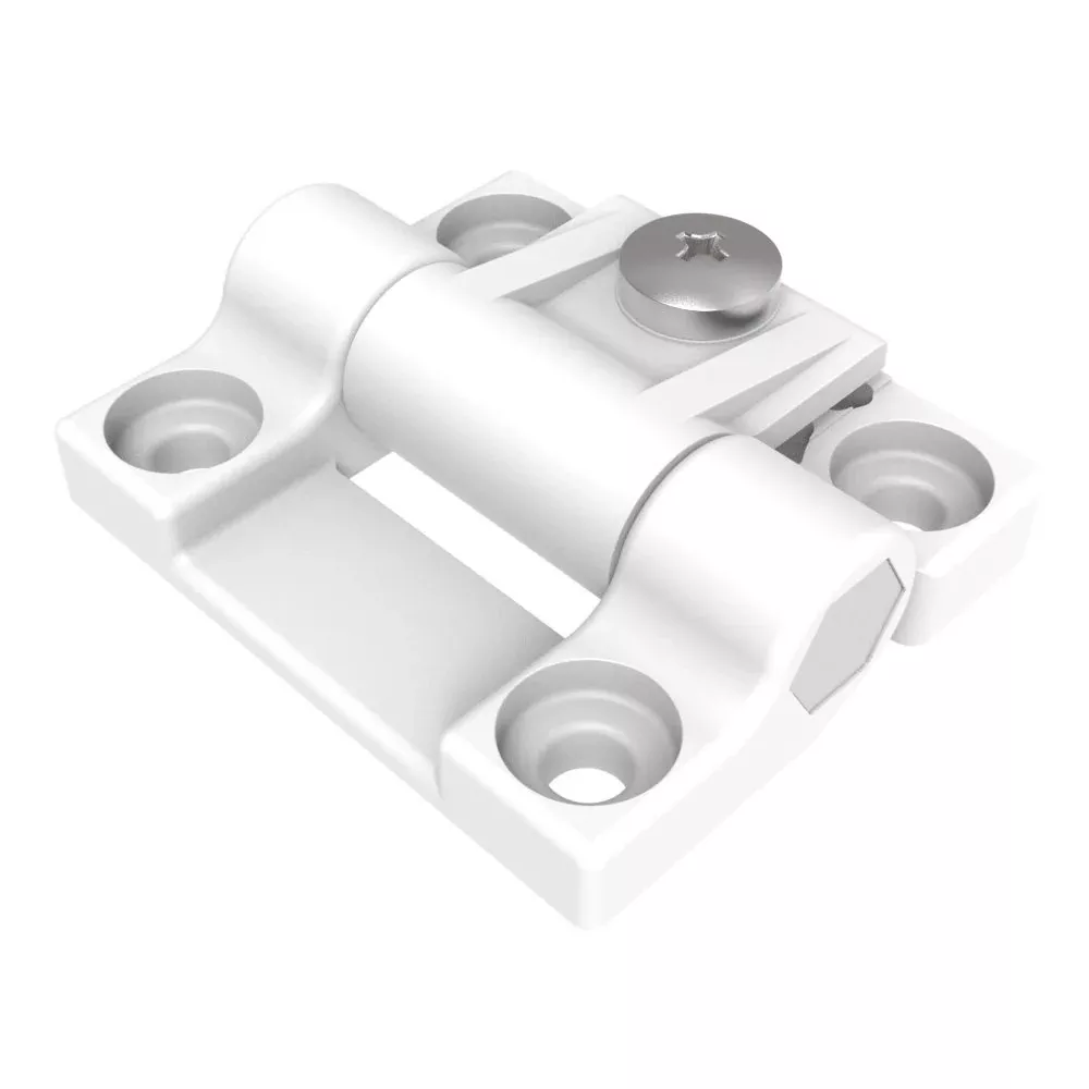 Southco Adjustable Torque Hinge, Symmetric, Medium Size, Acetal Copolymer, Natural, White - E6-10-301-10