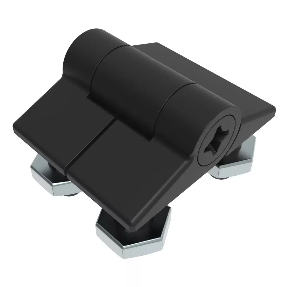Southco Adjustable Torque Hinge, Symmetric Torque, Small Size, Acetal Copolymer, Natural, Black - E6-10-101-20