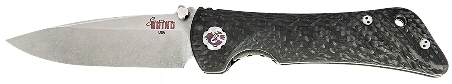 Southern Grind Spider Monkey3.25″ Folding Drop Point Plain Satin S35VN SS Blade Black Textured Carbon Fiber Handle Includes Pocket Clip