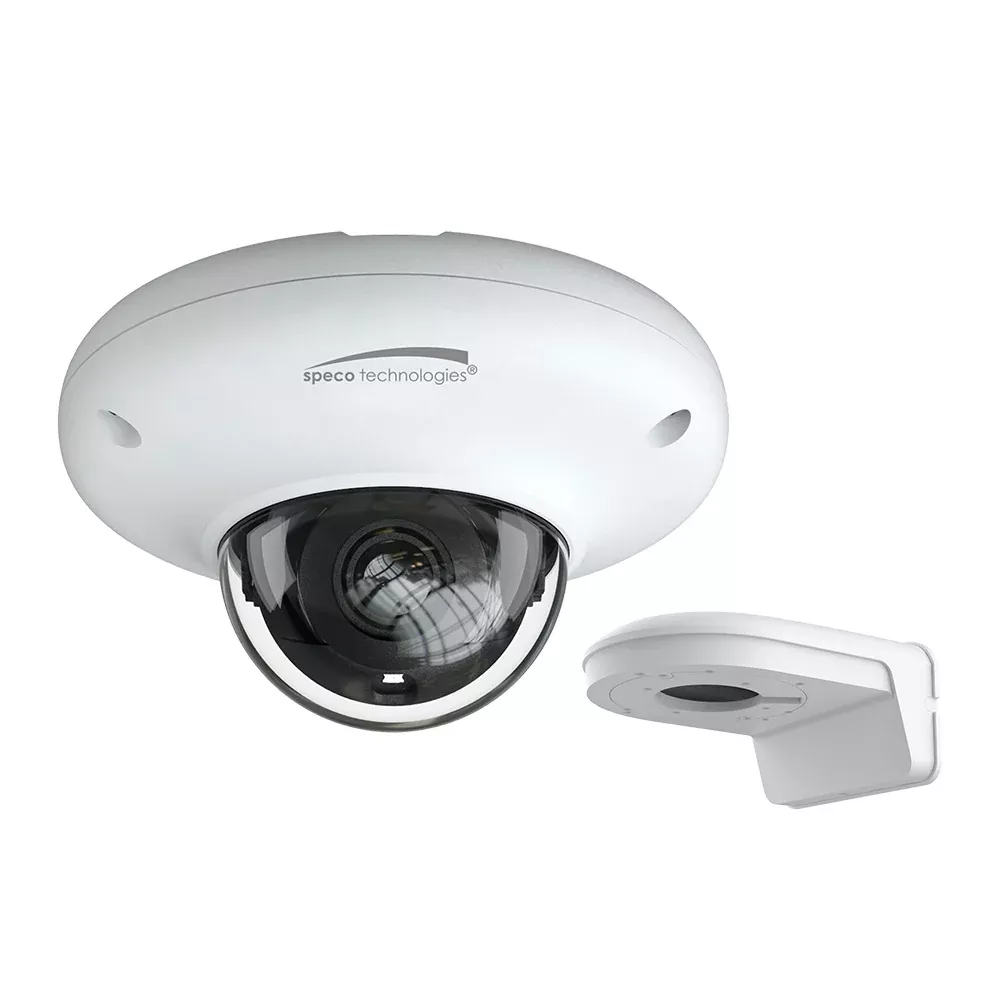 Speco 4MP H.265 Mini Dome AI IP IR Camera w/Wall Bracket – 2.8mm Lens – White [O4P4N]