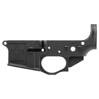 Spikes STLS033 Water Boarding Instructor Stripped Lower Receiver Multi-Caliber 7075-T6 Aluminum Black Anodized for AR-15