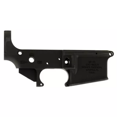 Spikes STLS045 No Logo Stripped Lower Receiver Multi-Caliber 7075-T6 Aluminum Black Anodized for AR-15