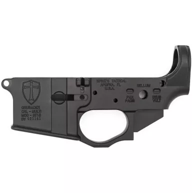 Spikes Tactical AR-15 Forged Stripped Lower Receiver Multi Caliber Forged Tactical Crusader Non-Color Filled Aluminum Black STLS022