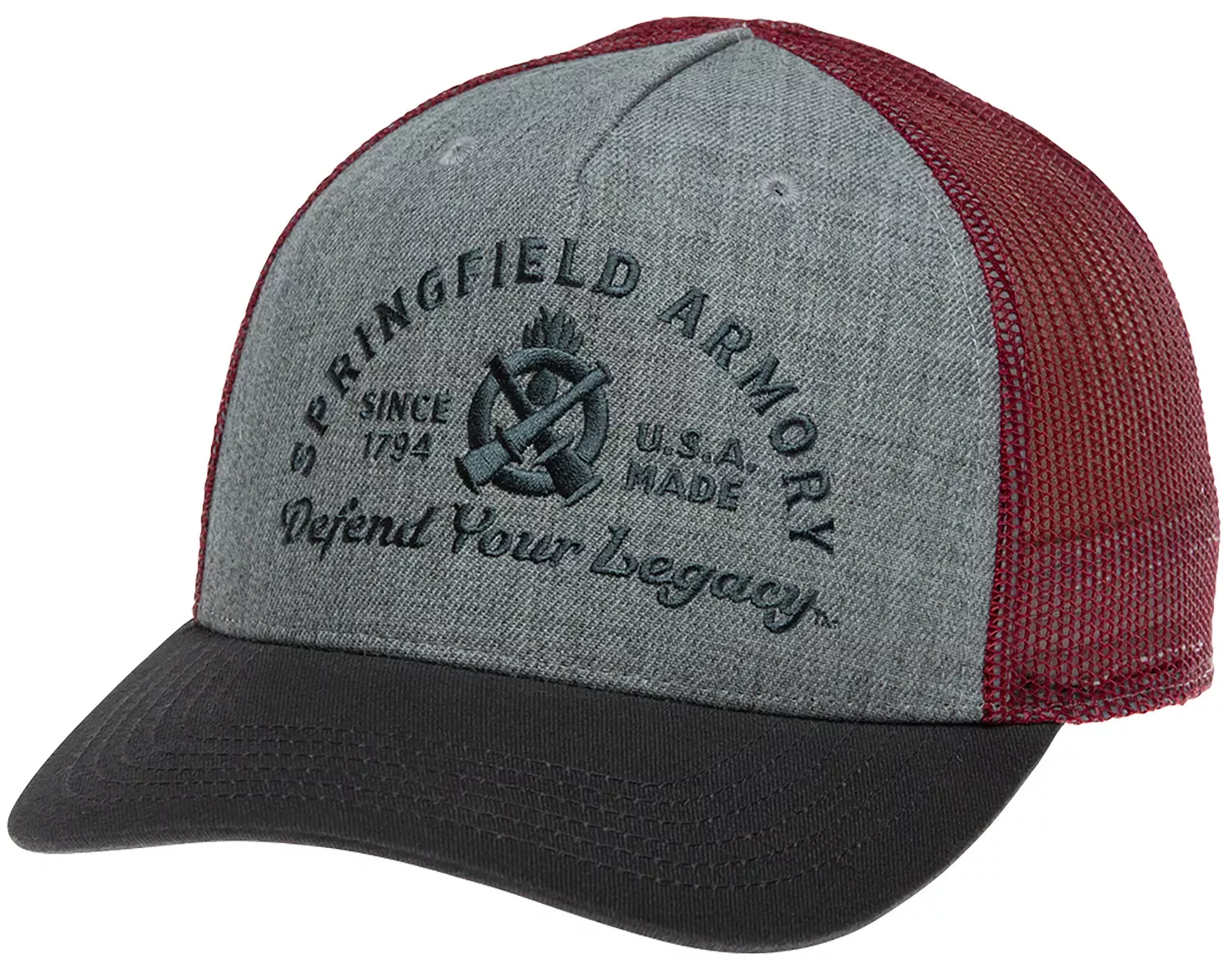 Springfield Armory Defend Your Legacy Brewery Hat Gray/Graphite/Maroon Adjustable Snapback OSFA Structured