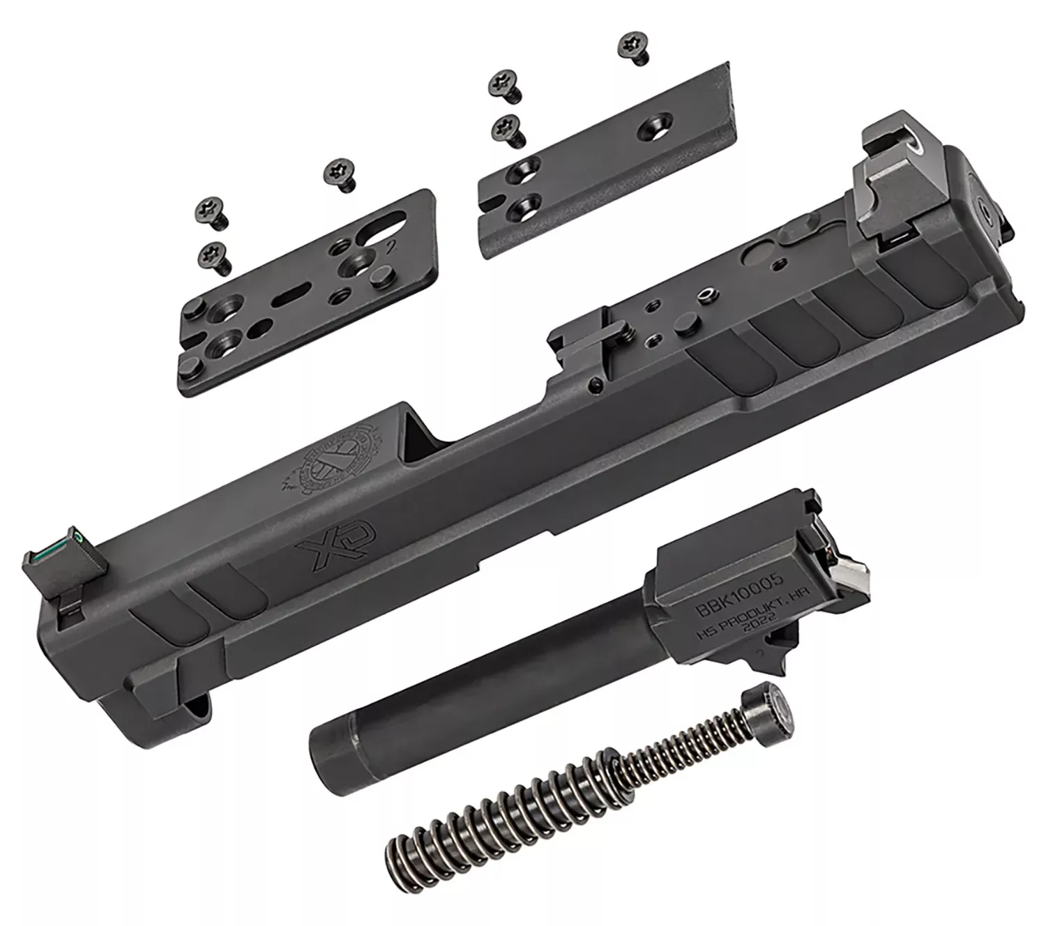 Springfield Armory XD OSP9mm Luger 4" Barrel, Black Steel Slide for Springfield XD with Optics Cut, Suppressor Height Night Sights, Includes Cover Plates