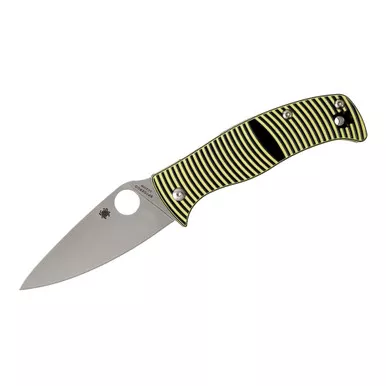 SPYDERCO Caribbean 3.7in G-10 Black/Yellow Leaf Folding Knife (C217GP)