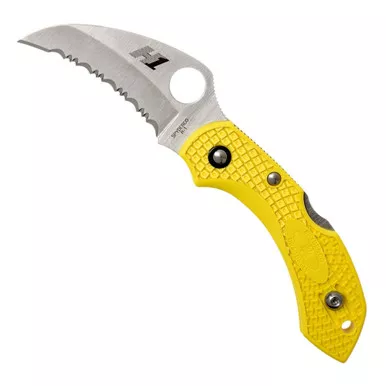 SPYDERCO Dragonfly 2 Salt Lightweight Yellow Hawkbill 2.3in Knife (C28SYL2HB)