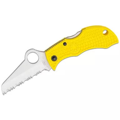 SPYDERCO Manbug Salt 1.9in Yellow Serrated Folding Knife (MYLS)