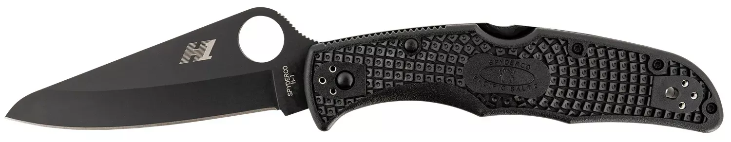 Spyderco Pacific Salt 2 3.78″ Folding Drop Point Plain Black H2 Steel Blade Black Textured FRN Handle