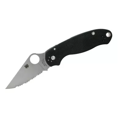 SPYDERCO Para 3 2.95in Serrated Edge Black Folding Knife (C223GS)