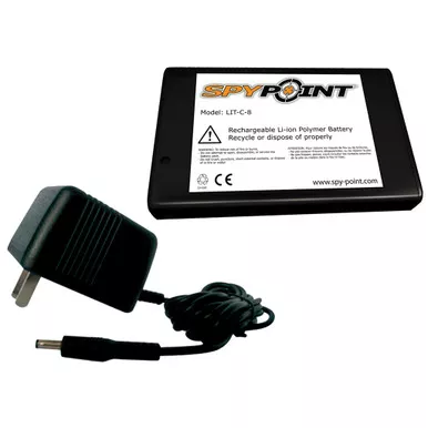 SpyPoint LIT-C-8 Lithium Battery Pack Charger Link S/Link Dark/Link Evo/Force Dark/Solar Dark, Black