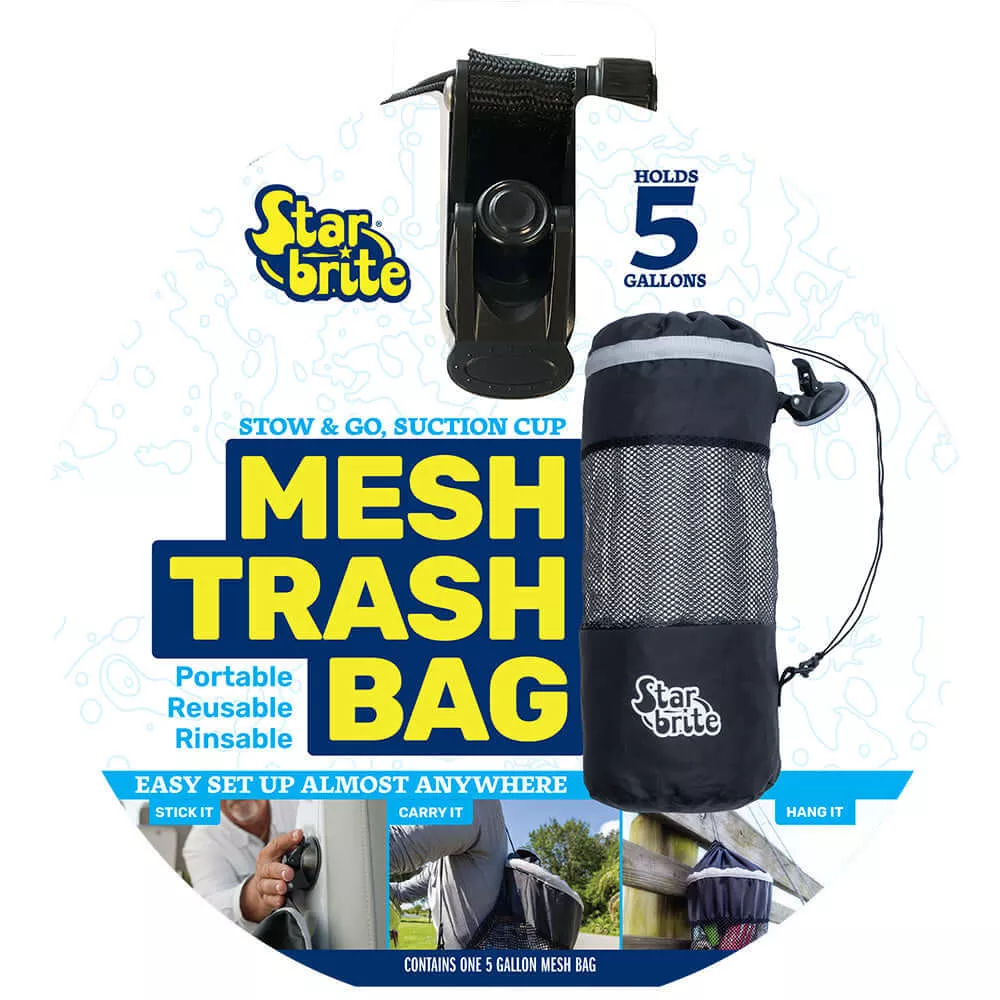 Star brite Mesh Trash Bag with Locking Suction Cup & Litter Guard Cinch Tie - 5 Gallons - 52074