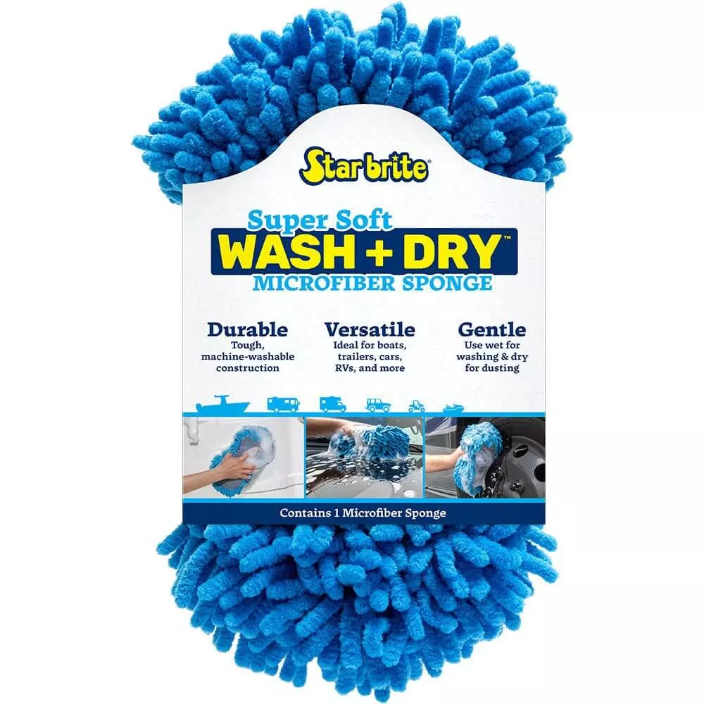 Star brite Microfiber Reggae Sponge - Blue, Dual-Sided Scrubbing & Dusting - 40078