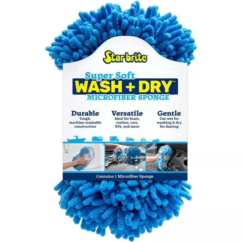 Star brite Microfiber Reggae Sponge – Blue, Dual-Sided Scrubbing & Dusting