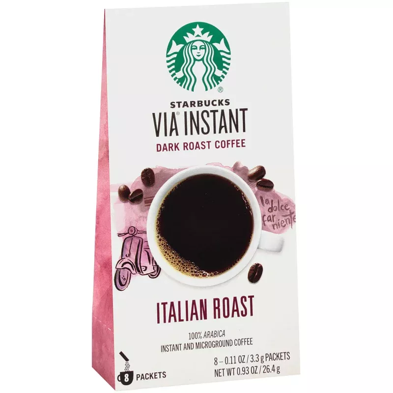 Starbucks Via Italian Roast Instant Coffee 8 Pack – Rich and Bold Flavor