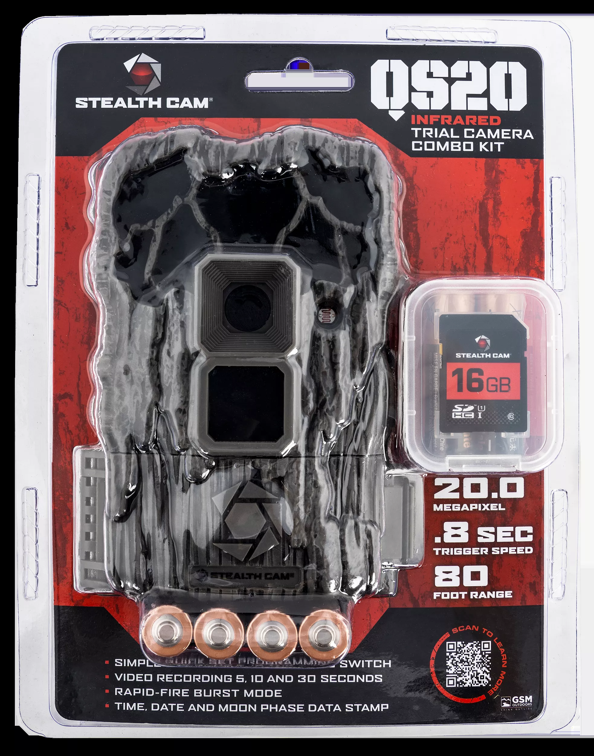 Stealth Cam STC-QS20NGK Q Series Combo Kit Camo 20MP Resolution No Glow IR Flash SD Card Slot/Up to 32GB Memory