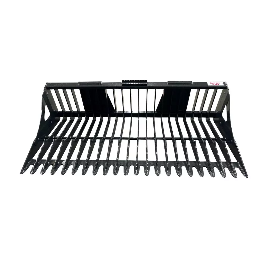STOUT | Light Duty Rock Bucket | 3″ Tine Spacing | Model 48″ & 55″ Widths | Power Requirement 11–15 kW / 15–20 HP | For Skid Steers