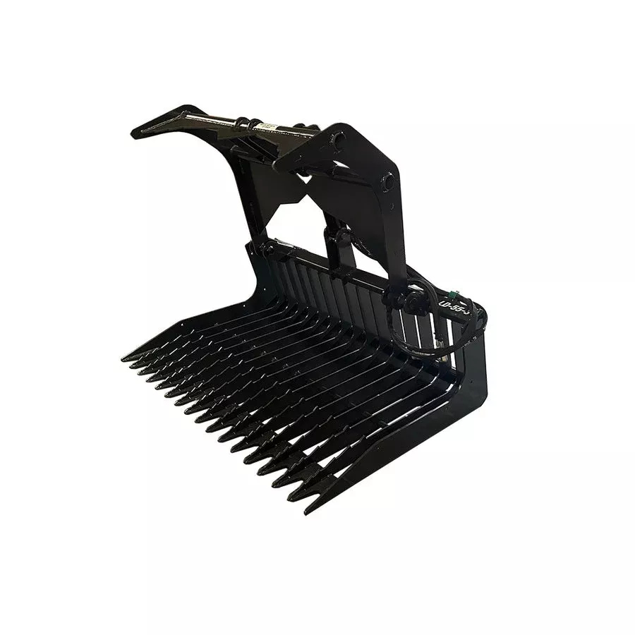 STOUT | Light Duty Rock Bucket Grapple | 3" Tine Spacing | Model 48" & 55" Widths | Weight 410-440 Lbs | Hydraulic Flow Around 10-15 GPM | For Skid Steer