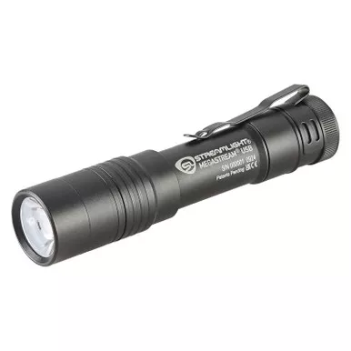 STREAMLIGHT MegaStream USB Black Flashlight with SL-B34 Battery Pack, USB-C Cord and Nylon Holster (66210)